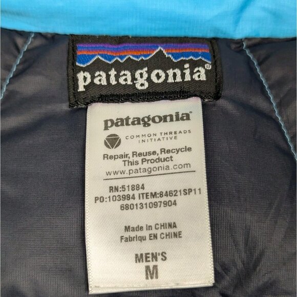 Patagonia Down Sweater Vest Mens Medium Aqua Blue Puffer Goose Down Insulated - Picture 5 of 8